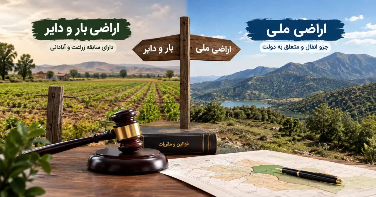 تفاوت اراضی بایر و دایر با اراضی ملی